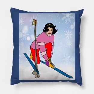 Skier Snow Mountains Extreme Sport Pillow