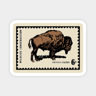 Vintage Wildlife Conservation united States Stamp With Buffalo Magnet