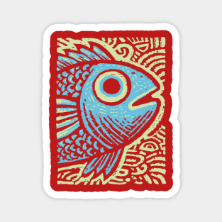 Blue Fish | Abstract Ocean Life Graphic Magnet