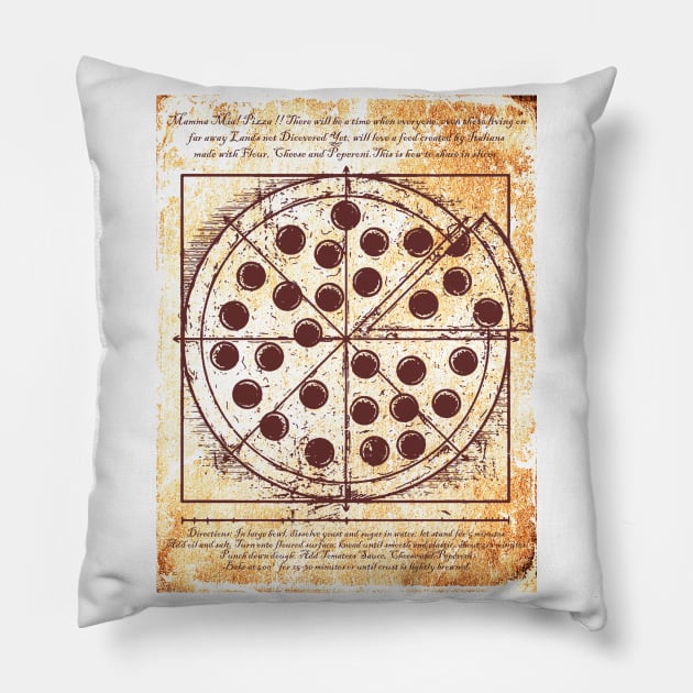 Cool Tees Da Vinci Pizza Perfect Division Pillow by COOLTEESCLUB