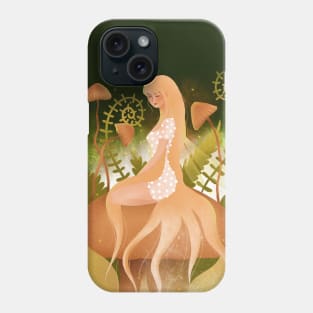 Beautiful fairy with mushrooms in magical plant kingdom Phone Case