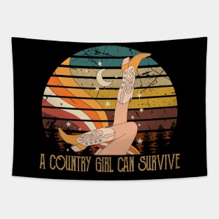 A Country Girl Can Survive Funny Boot Cowgirl Tapestry