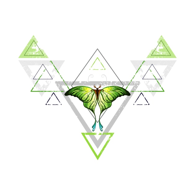 Geometric Pattern with Green Butterfly by Blackmoon9