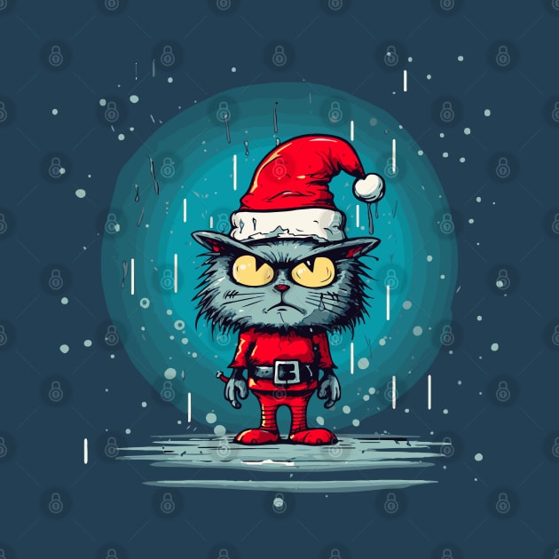 Angry Sad Christmas Cat Elf by tatadonets