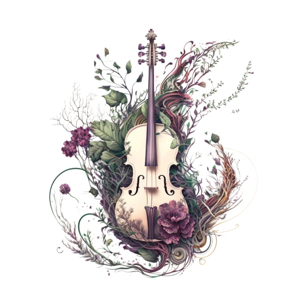 Nature's Symphony: Floral Violins and Rococo Elegance #1 by AntielARt