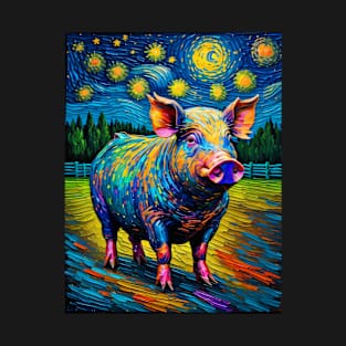 Pig in starry night T-Shirt