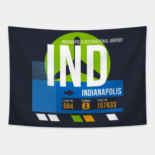 Indianapolis (IND) Airport // Retro Sunset Baggage Tag Tapestry