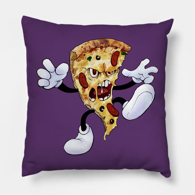 PIZZA MONSTER!!! (No Text) Pillow by Justin Langenberg