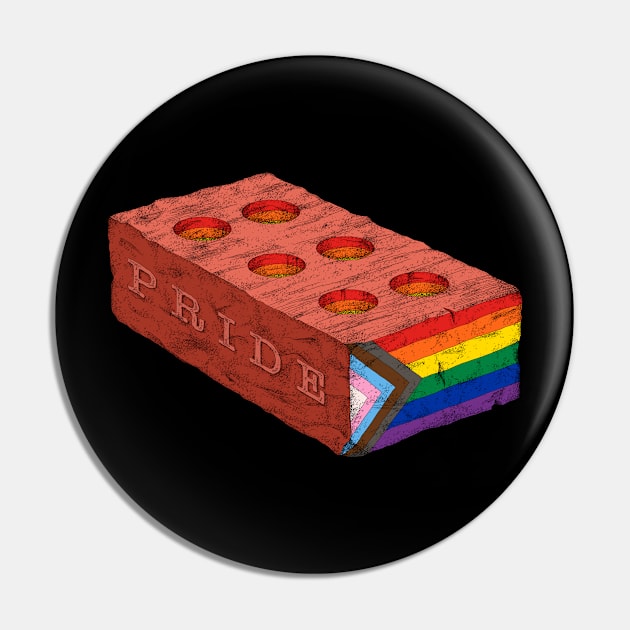 Pride riot brick Pin by Ndanceart