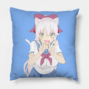 Kawaii White Nekomimi Schoolgirl Pillow