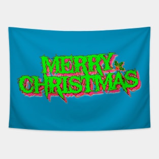 Merry Christmas (Black Metal - neon) Tapestry