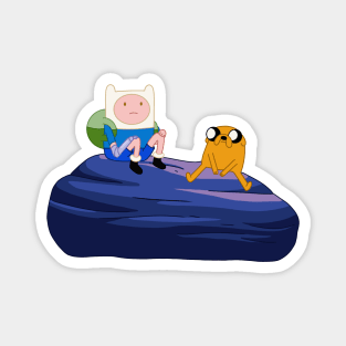 Finn and Jake on a rock Magnet