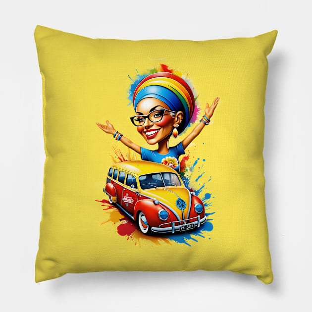 Ride of Elegance: Womanhood on Wheels Pillow by AlexBRD