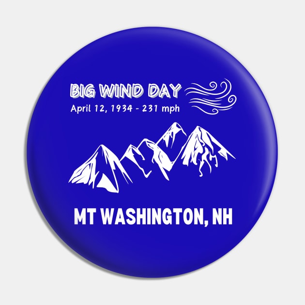 Big Wind Day Anniversary Mount Washington New Hampshire Pin by MagpieMoonUSA