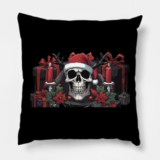 Goth Christmas Skull Pillow