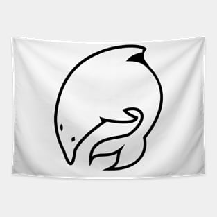 Minimalist dolphin line art Tapestry