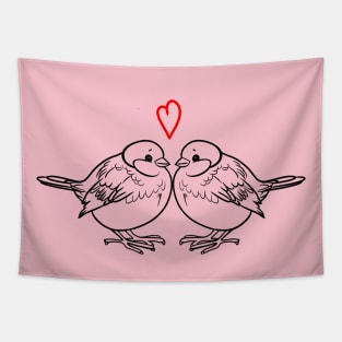 Two spring birds in love Tapestry