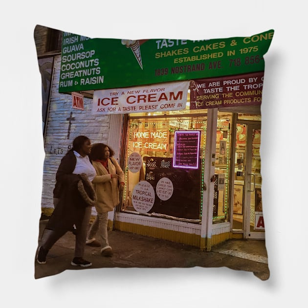 Ice Cream, Flatbush, Brooklyn, NYC Pillow by eleonoraingrid