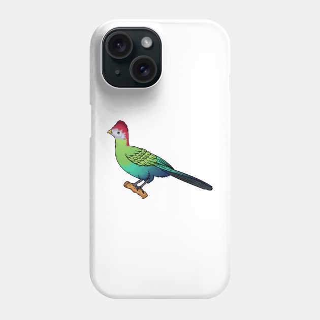 Red-crested turaco bird cartoon illustration Phone Case by Cartoons of fun