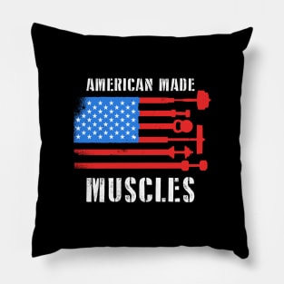 American Made Muscles - Stronger Everyday American Workout Bodybuilding Gym Athletic Powerlifting Weightlifting Apparel Pillow