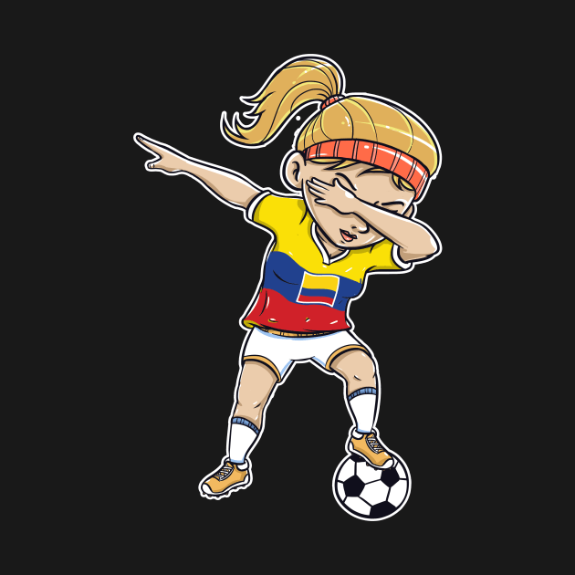 Dabbing Soccer Player Funny Colombia Fan T-Shirt girl by Pummli