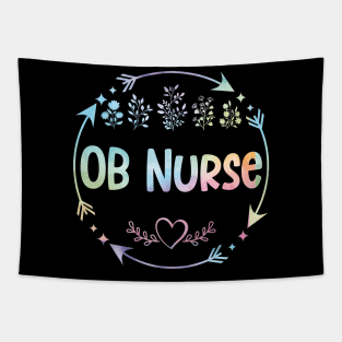 OB Nurse cute floral watercolor Tapestry