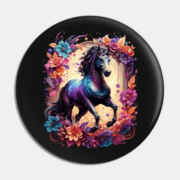 Majestic Stallion Floral Pin by Ratherkool