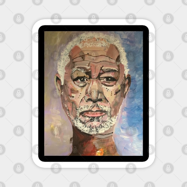 A Portrait of Morgan Freeman, Mug, Wall Art Magnet by DeniseMorgan