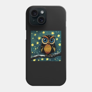 Owl with big Blue eyes and Stars Phone Case