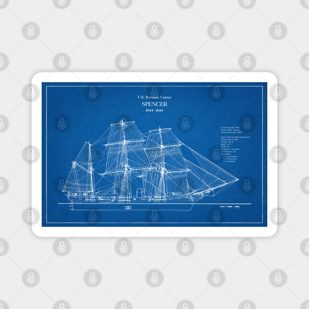 United States Revenue Cutter Spencer - AD Magnet by SPJE Illustration Photography