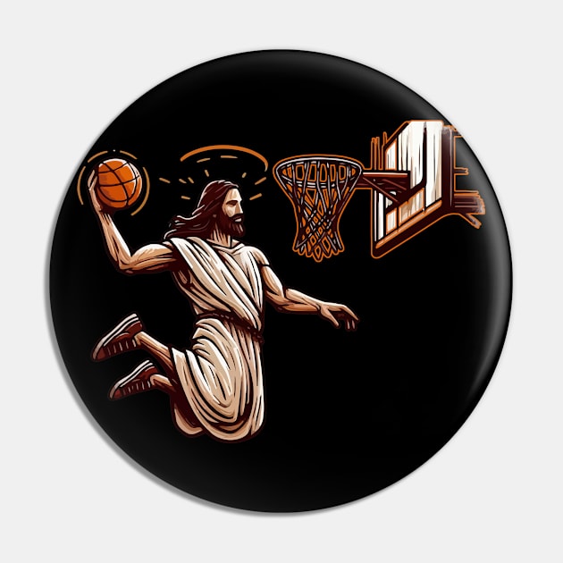 Funny Basketball Retro Jesus Christ Pin by TomFrontierArt