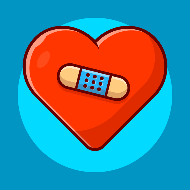 Broken Heart With Injury Tape Plaster Cartoon Vector Icon Illustration (3) by Catalyst Labs