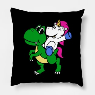 Unicorn Riding Dinosaur Pillow