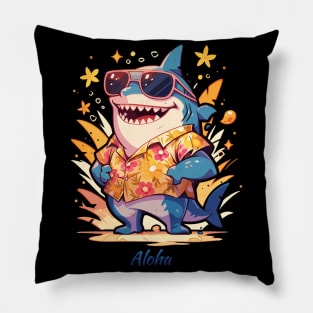 Aloha Shark Shirt | Hawaiian Style Shark Tee | Beach Lover's Apparel Pillow