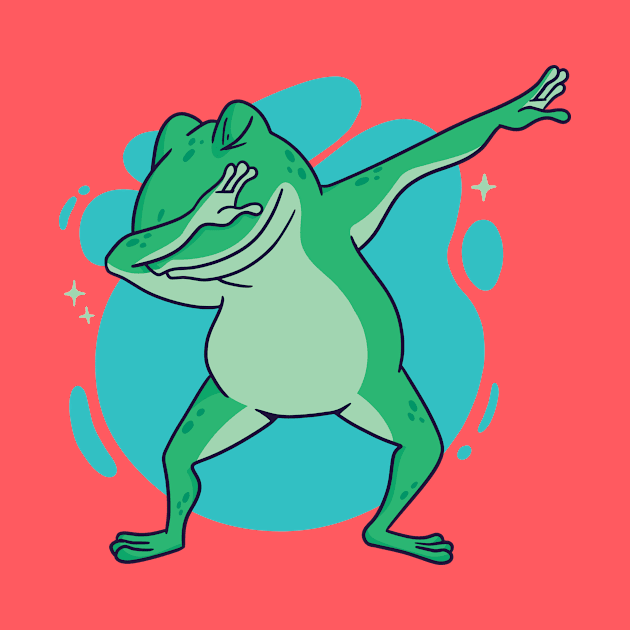 Cute Dabbing Frog Cartoon by SLAG_Creative