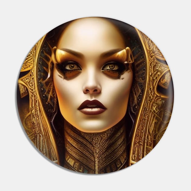 Ancient Egyptian Goddess in Gold Pin by The Little Store Of Magic