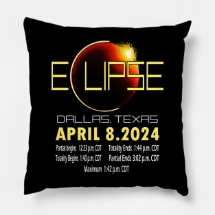 Total Solar Eclipse In Dallas, Texas 2024 April 8th Pillow