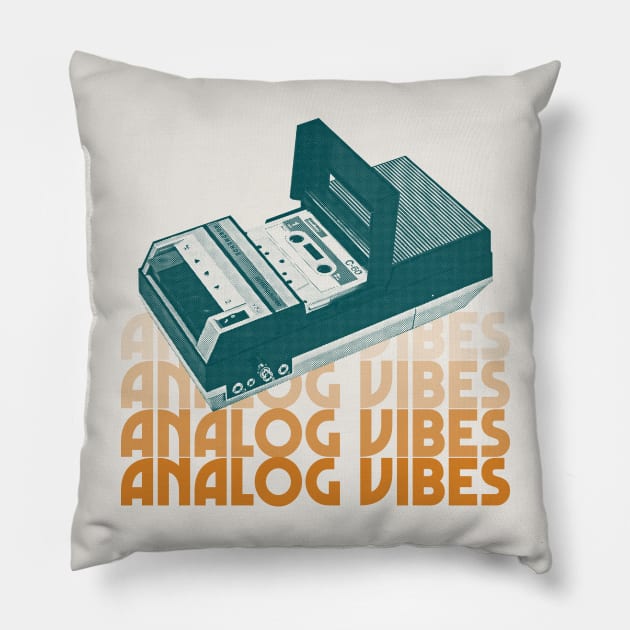 Analog Vibes ∆∆ 80s Cassette Player Design Pillow by DankFutura