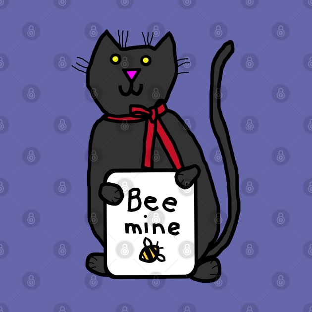 Cute Cat says Bee Mine this Valentines Day by ellenhenryart