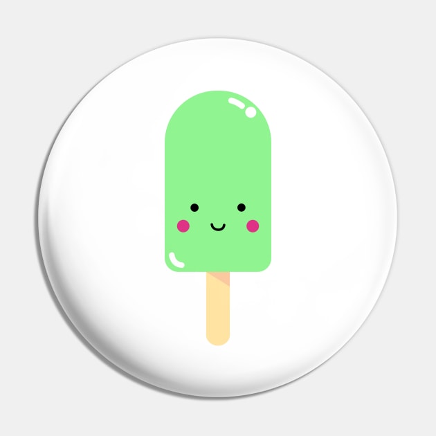 Green Kawaii Ice Pop Pin by designminds1