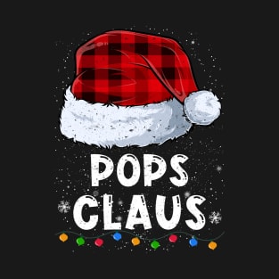 Pops Claus Red Plaid Christmas Santa Family Matching Pajama T-Shirt