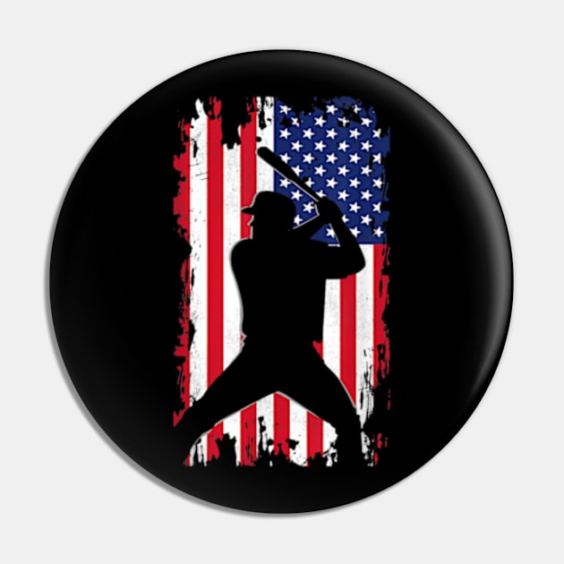 Baseball Lover American Flag Gift Pin by credittee