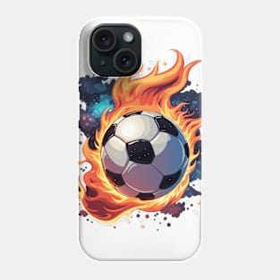 Flying soccer ball with flames. Phone Case