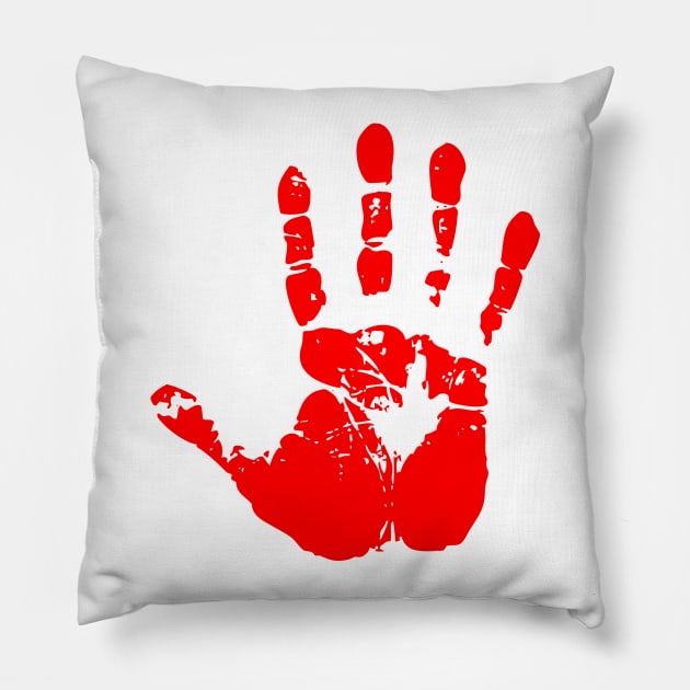 Red handed Pillow by rheyes