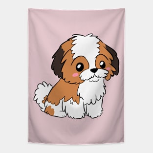 Cute shih tzu dog cartoon illustration Tapestry