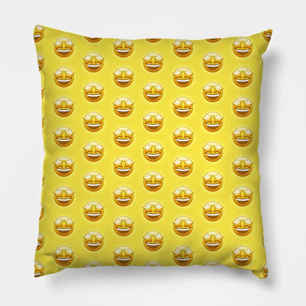 Star-Struck Emoji Pattern | Pop Art Pillow by williamcuccio