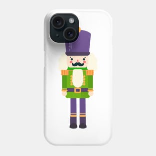 Green and Purple Christmas Nutcracker Toy Soldier Graphic Art Phone Case