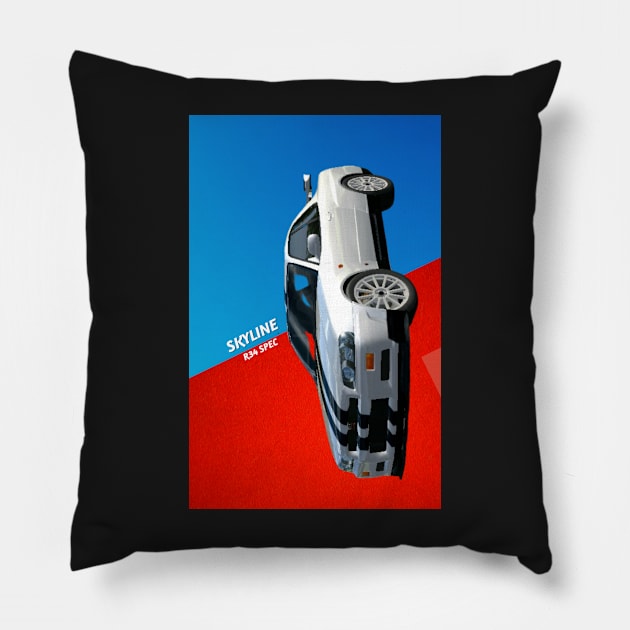 jdm skyline r34 Pillow by MOTOSHIFT