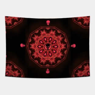 Red Skull Mandala - Goth Fashion - emo, punk, halloween, hippie, boho, bohemian Tapestry