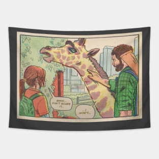 Giraffe scene TLOU comic book panel fan art Tapestry